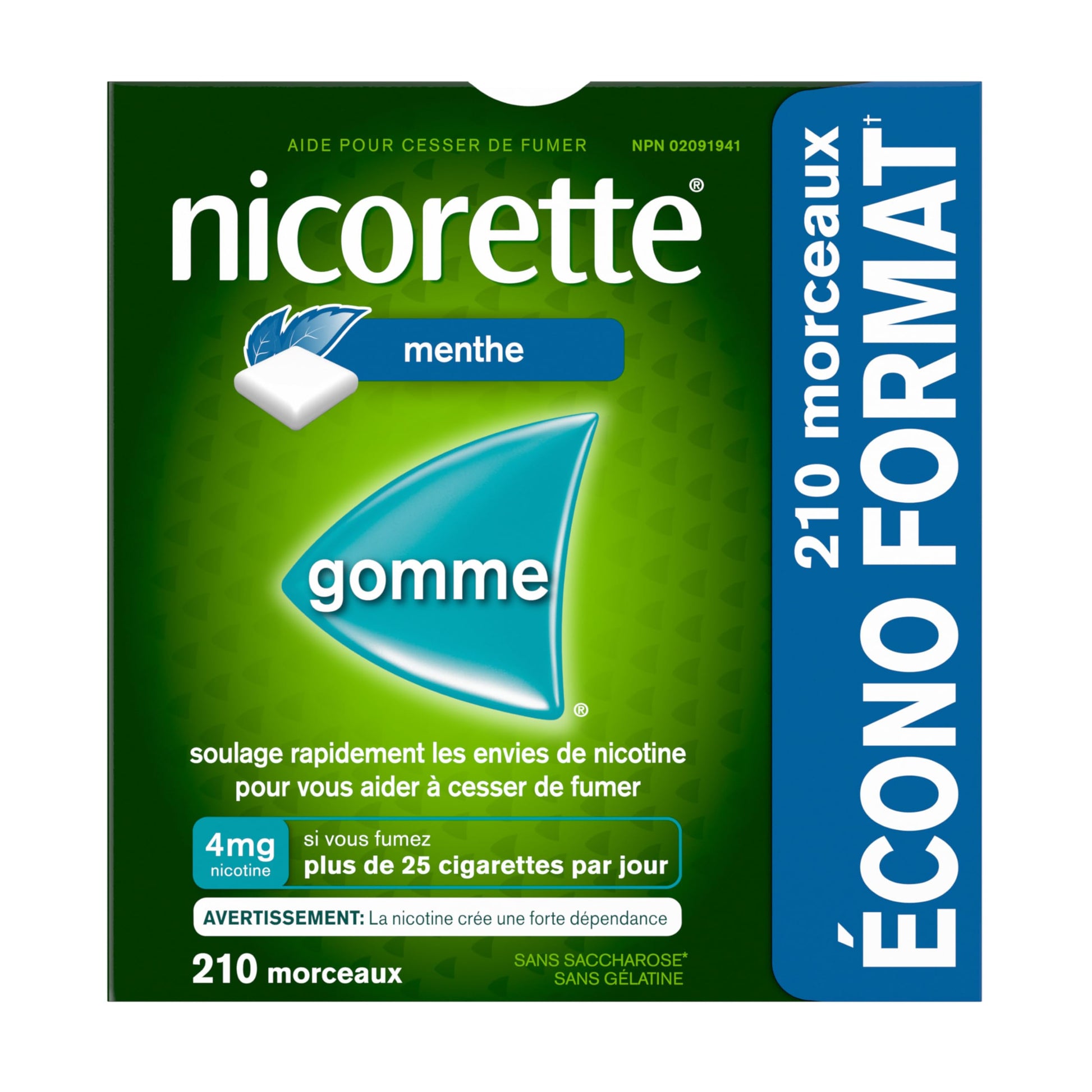 Nicorette 4mg Nicotine Gum, Mint – Quit Smoking Aid with Fast Craving and Withdrawal Relief, Nicotine Replacement Therapy (NRT), Teeth Whitening, 210 Pieces (Value Size)