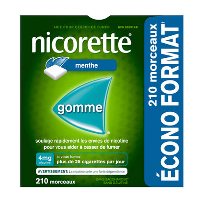 Nicorette 4mg Nicotine Gum, Mint – Quit Smoking Aid with Fast Craving and Withdrawal Relief, Nicotine Replacement Therapy (NRT), Teeth Whitening, 210 Pieces (Value Size)