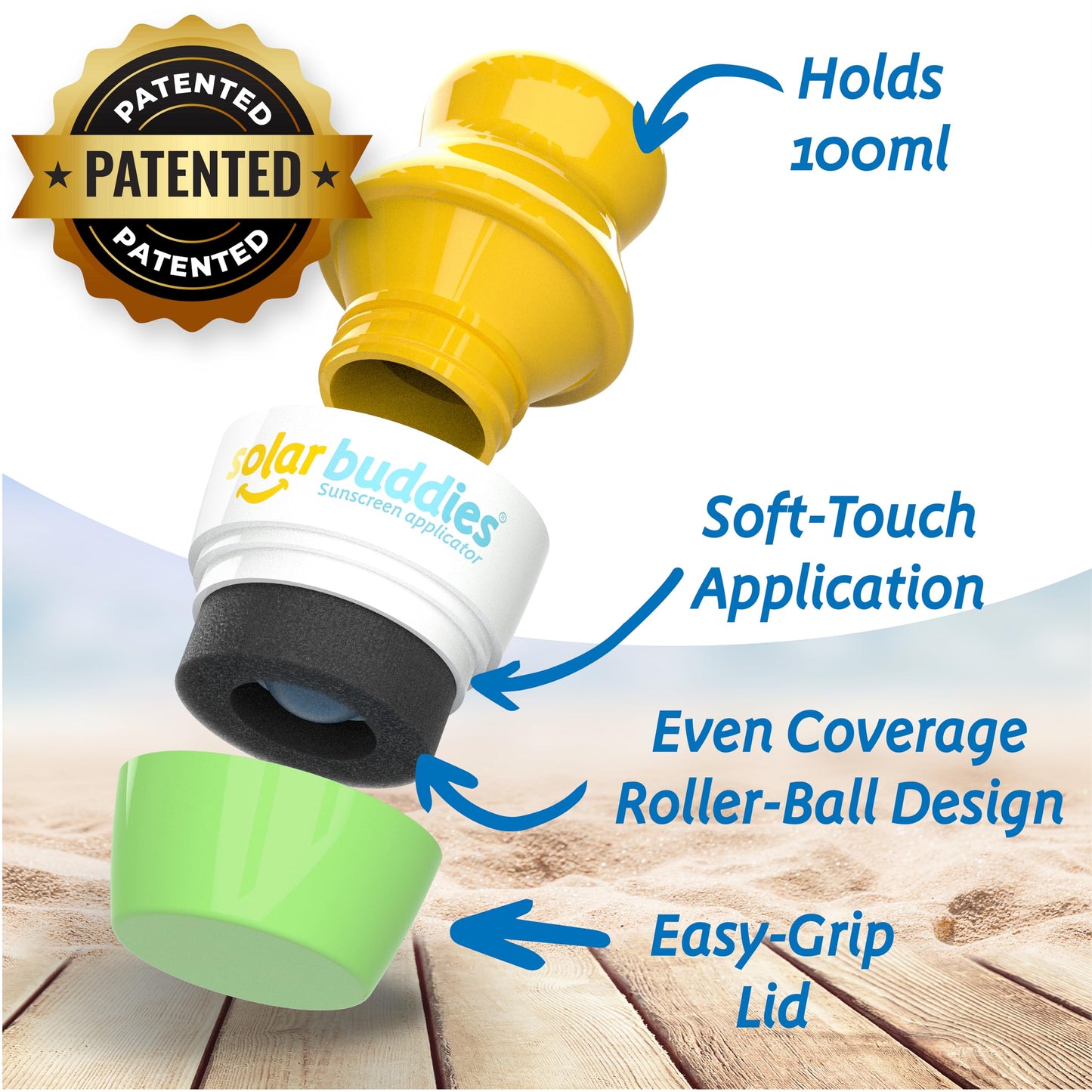 Solar Buddies Sunscreen Applicator - Green & Blue Duo - Refillable Roll on Sponge Sunscreen, Suncream & Lotion Applicator For Kids, Adults & Families - Holds 100ml, Perfect Size for Travel - Available at All In One Marketplace Canada