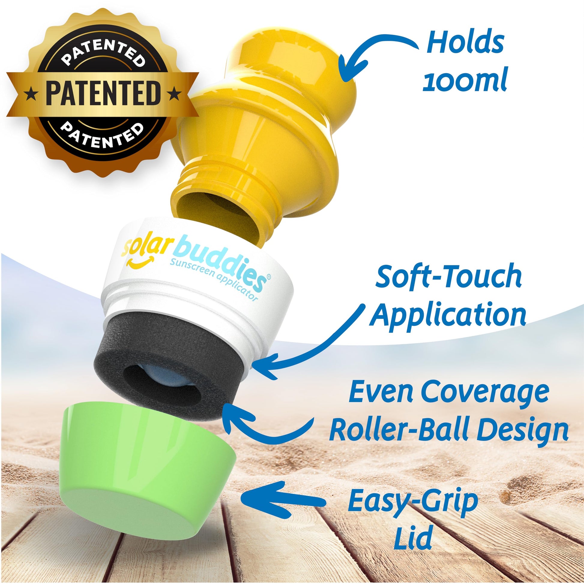 Solar Buddies Sunscreen Applicator - Green & Blue Duo - Refillable Roll on Sponge Sunscreen, Suncream & Lotion Applicator For Kids, Adults & Families - Holds 100ml, Perfect Size for Travel - Available at All In One Marketplace Canada