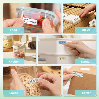Nelko Label Maker Machine with Tape, P21 Portable Bluetooth Label Printer, Wireless Built-in Cutter Sticker Maker Mini Label Makers with Multiple Templates for School Organizing Office Home, White