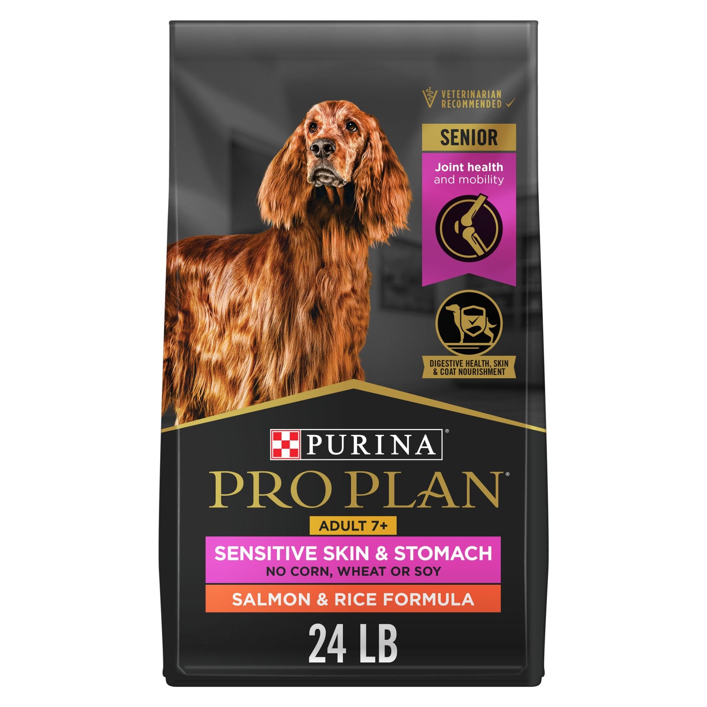 Purina Pro Plan Dry Dog Food, Senior Sensitive Skin & Stomach Adult 7+ Salmon - 10.9 kg Bag (1 Pack) Pro Plan