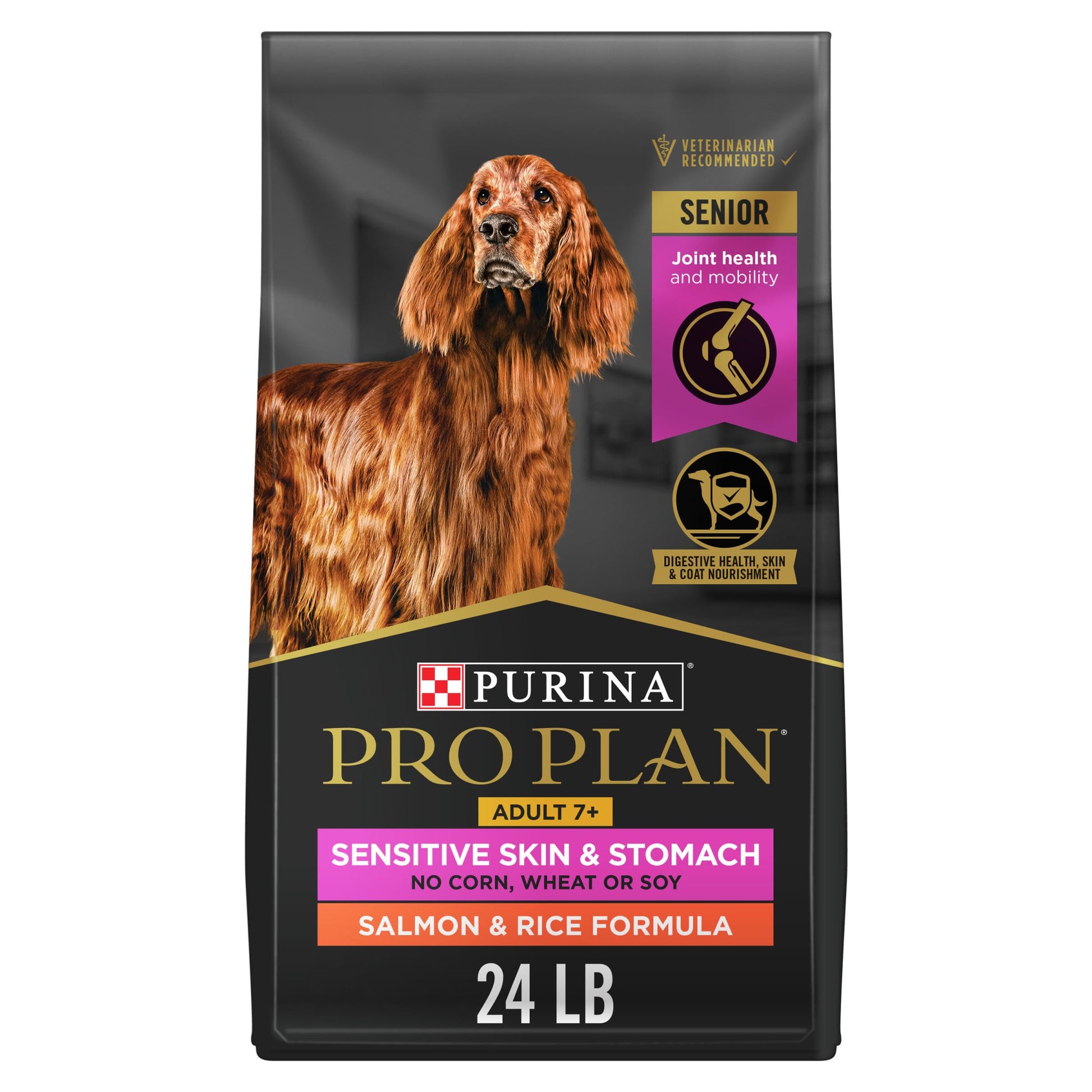 Purina Pro Plan Dry Dog Food, Senior Sensitive Skin & Stomach Adult 7+ Salmon - 10.9 kg Bag (1 Pack) Pro Plan