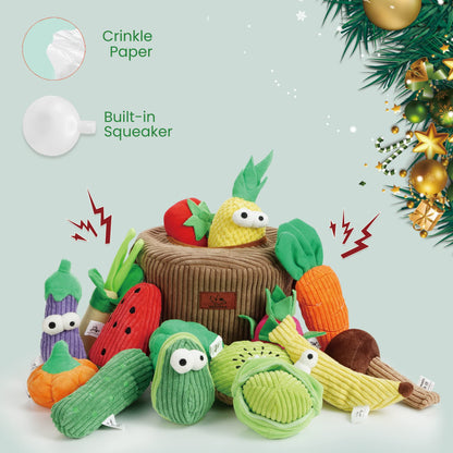 Nocciola 15 Pack Grocery Bag Fruits and Vegetables Crinkle Dog Squeaky Toys, Small Dog Toys for Aggressive Chewers, Durable Plush Christmas Dog Toys for Small Medium Size Dogs, Puppy Dog Chew Toys 🍁 All In One Marketplace Canada