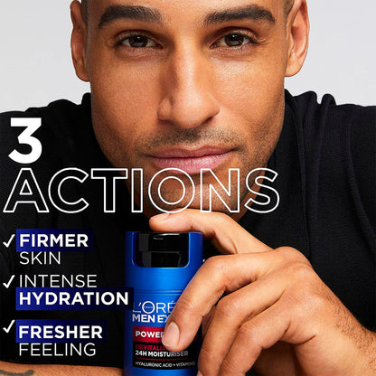 L'Oréal Paris Men Expert 24 HR Hydrating Moisturizer for Men with Hyaluronic Acid and Vitamins, Fights Signs of Aging, Power Age, Packaging May Vary, 50 mL - Available at All In One Marketplace Canada