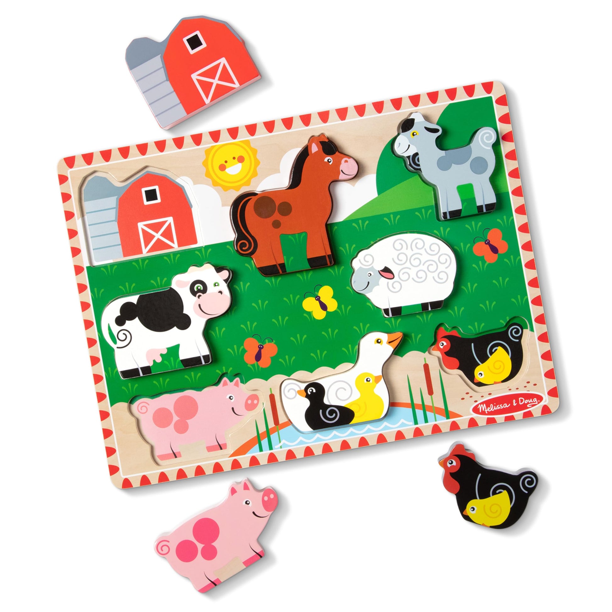 Melissa & Doug Farm Animals Wooden Chunky Puzzle 8-Piece Set Melissa & Doug