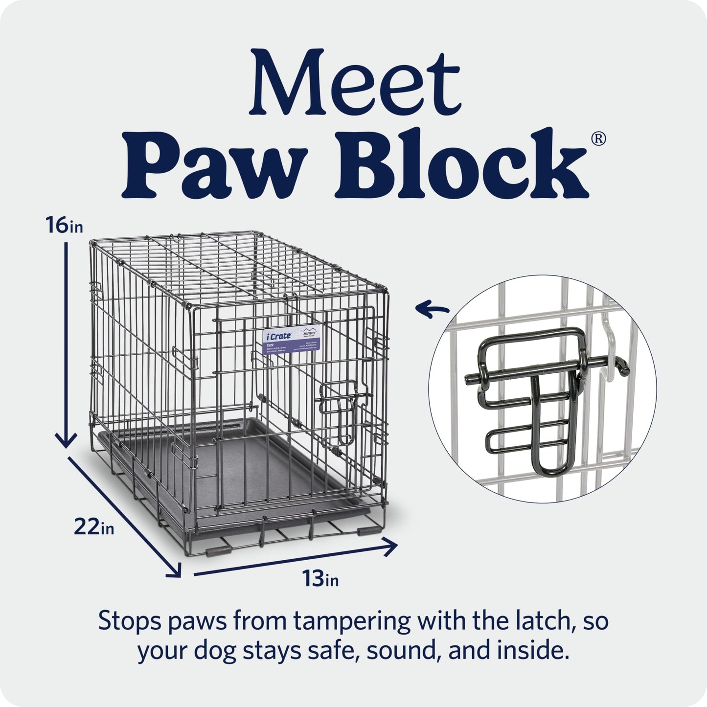 MidWest Homes for Pets 22-Inch iCrate for Extra-Small Breeds, Up to 15 lbs, Single Door Folding Dog Crate with Divider Panel, Leak-Proof Tray & Secure Latch, Portable, Durable & Easy to Assemble MidWest Homes for Pets