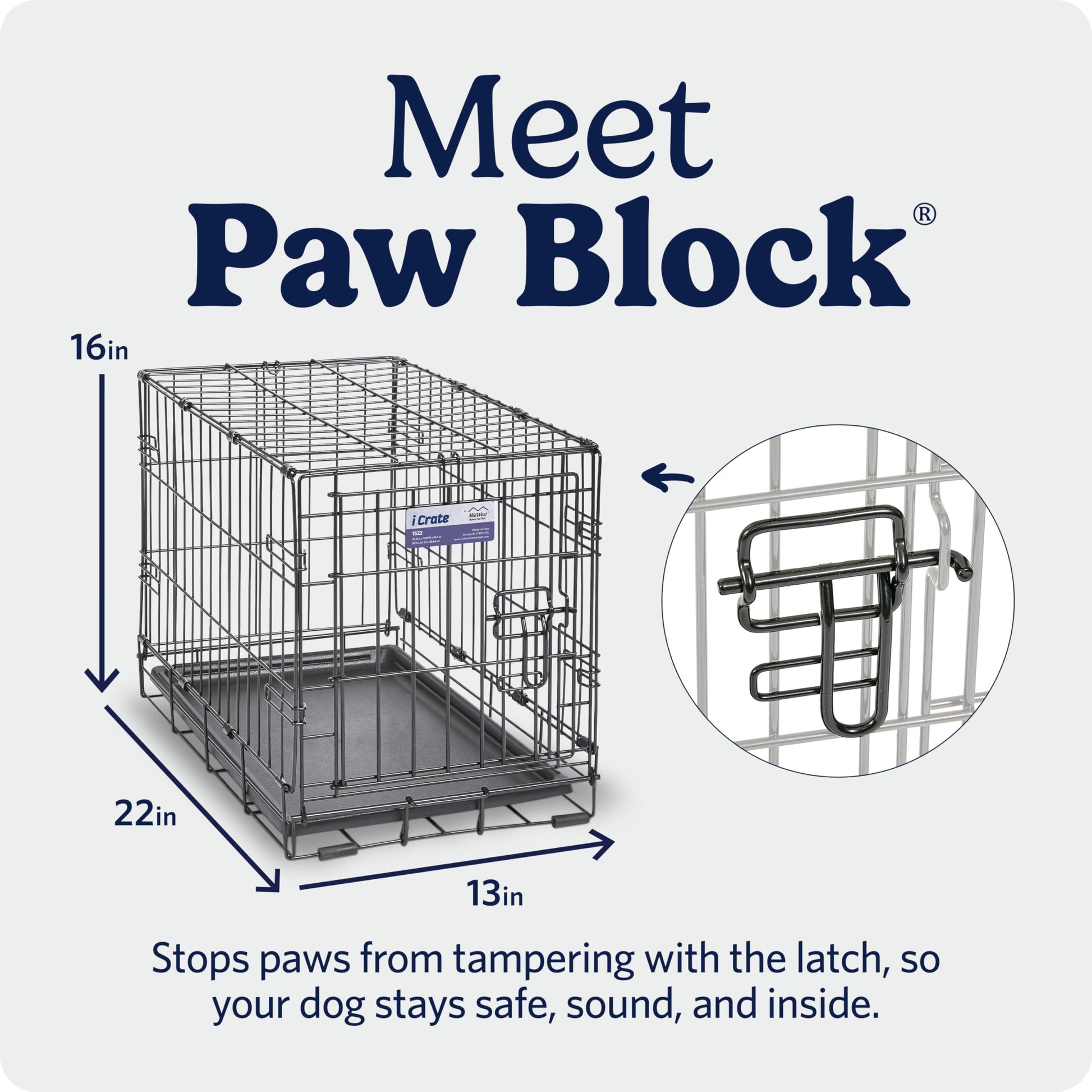 MidWest Homes for Pets 22-Inch iCrate for Extra-Small Breeds, Up to 15 lbs, Single Door Folding Dog Crate with Divider Panel, Leak-Proof Tray & Secure Latch, Portable, Durable & Easy to Assemble MidWest Homes for Pets