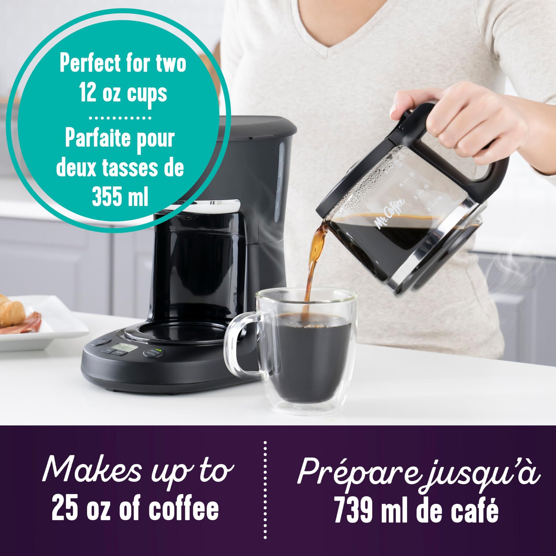 Mr. Coffee 5-Cup Programmable Coffee Maker, 25 oz. Mini Brew, Space-Saving Coffee Machine, Black - Available at All In One Marketplace Canada