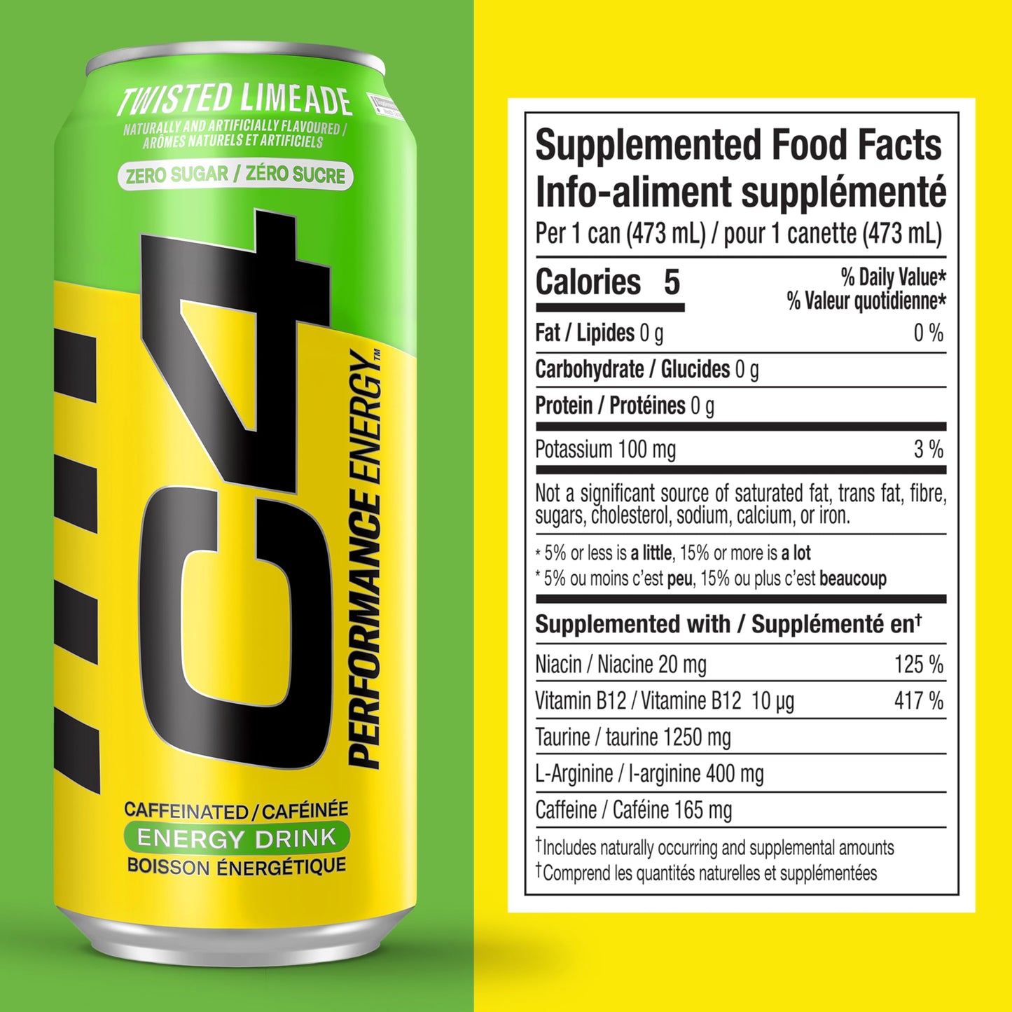 Cellucor C4 Performance Energy Drink, Twisted Limeade, Carbonated Sugar Free Drink with no Artificial Colours or Dyes, 473mL, 12 count