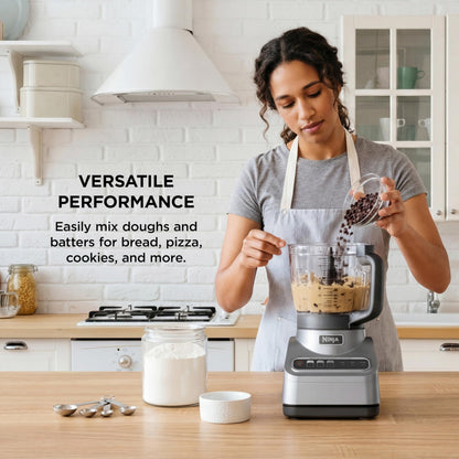 Ninja Professional Plus Food Processor 850-Watts With Auto-iQ Preset Programs Chop Puree Dough Slice Shred With a 9-Cup Capacity and a Silver Stainless Finish (BN600C) - Canadian Version