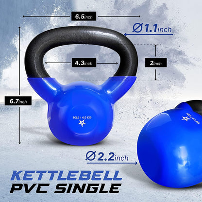 Yes4All Vinyl Coated Kettlebell Weights Set – Great for Full Body Workout and Strength Training – Vinyl Kettlebell 10 lbs