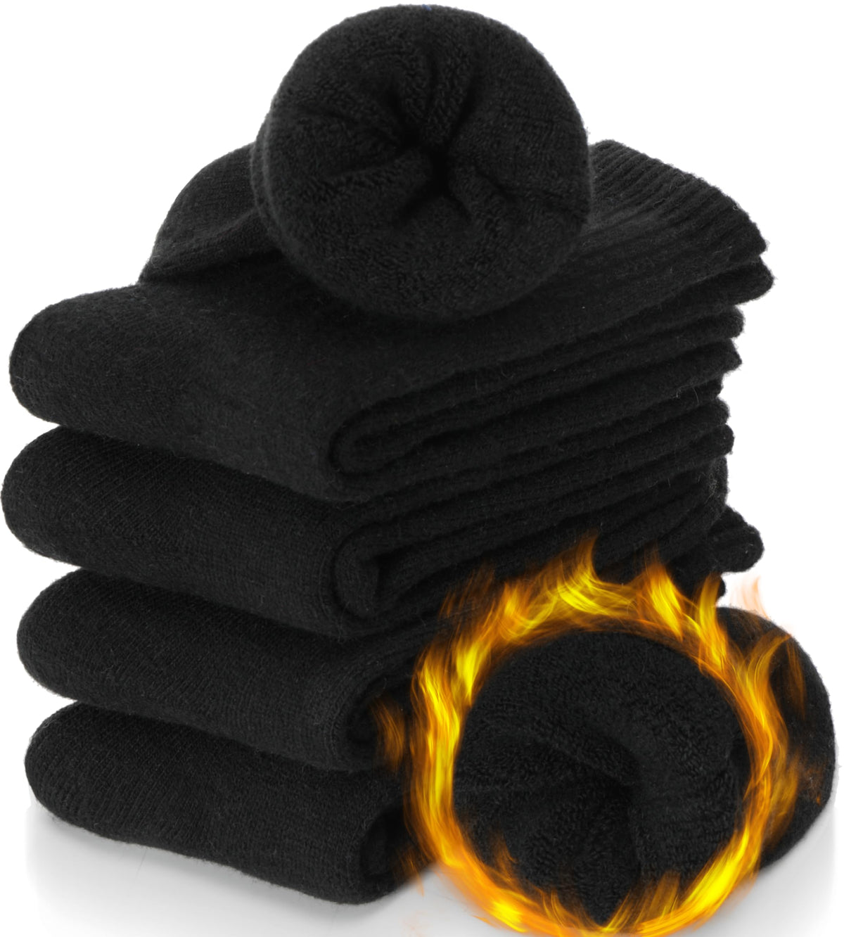 Merino Wool Socks for Womens Thermal Winter Hiking Thick Warm Crew Cozy Comfy Work Gifts Stocking Stuffers for Womens Socks 5 Pairs (Plain Black) 🍁 All In One Marketplace Canada