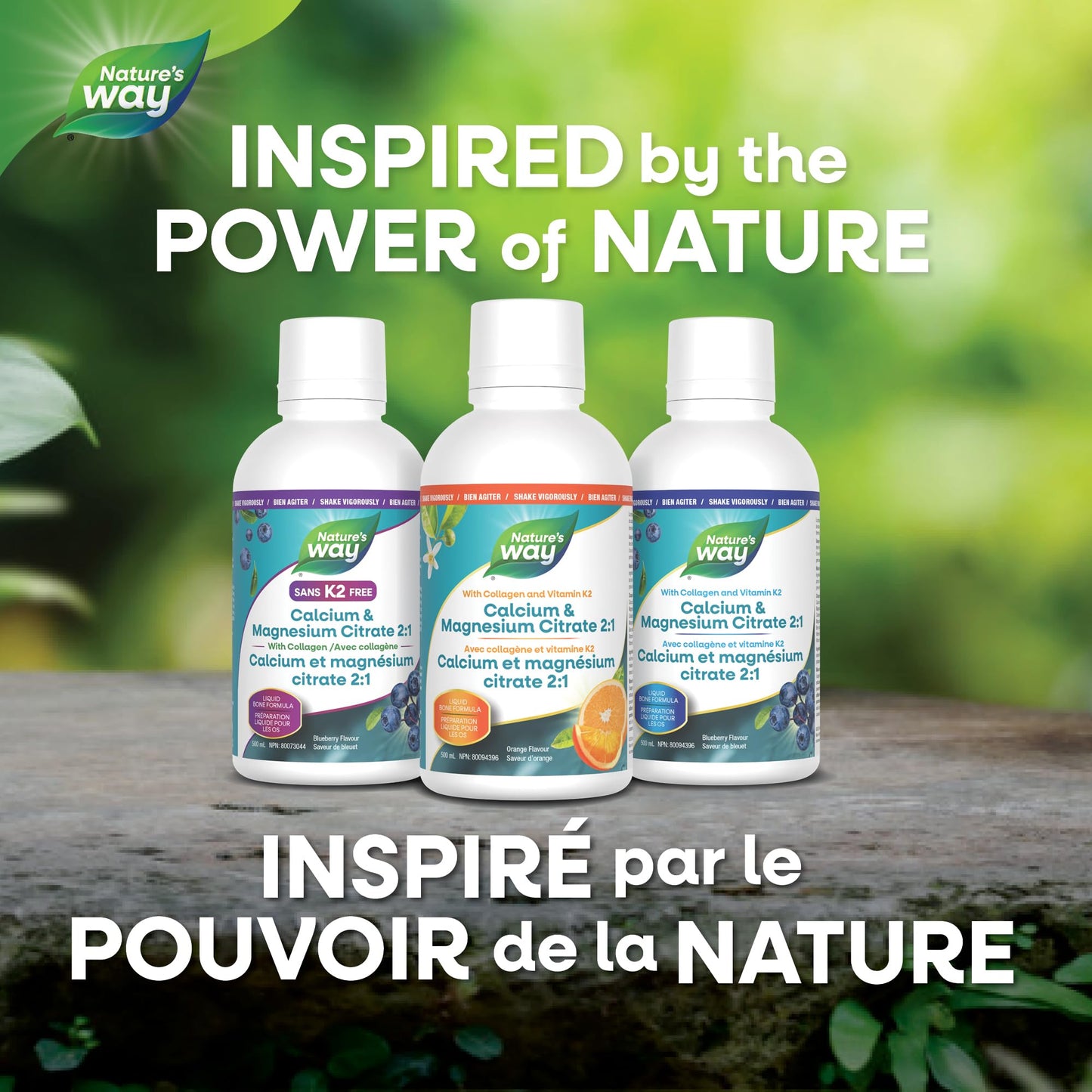 Nature's Way Calcium and Magnesium Citrate 2:1 - Liquid Supplement with Vitamin D3, Vitamin K2 and Collagen – Helps Support the Maintenance of Bones and Teeth – Orange Flavour, 500 mL Nature's Way