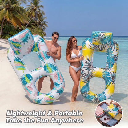 cngg v Pool Floaties for Adults,Inflatable Float Heavy Duty, Backrest & Footrest Pool Float Pool Rafts for Adults Beach Lake Party 2 Pack - Available at All In One Marketplace Canada