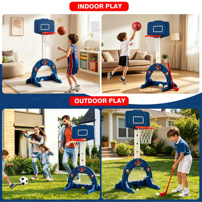 Hogaruly Toddler Basketball Hoop, Indoor Basketball Net for Kids with Soccer Goal, Golf Game, Adjustable Height Kids Basketball Hoop Christmas Birthday Gifts for 3-8 Years Old Boys and Girls 🍁 All In One Marketplace Canada