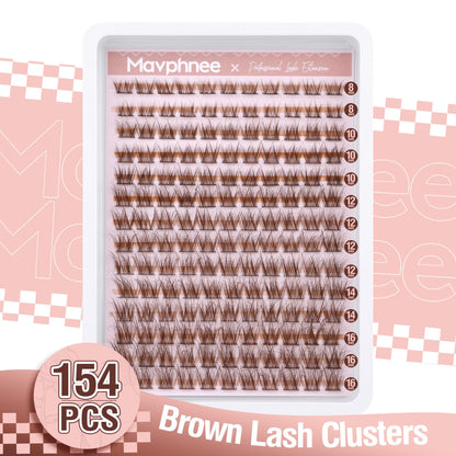 Brown Lash Clusters Natural Lash Extensions Wispy Eyelash Clusters 154 Pcs C Curl Lashes Clusters for Everyday Wear Beginner Friendly Dark Brown Cluster Eyelash Extensions by Mavphnnee - Available at All In One Marketplace Canada