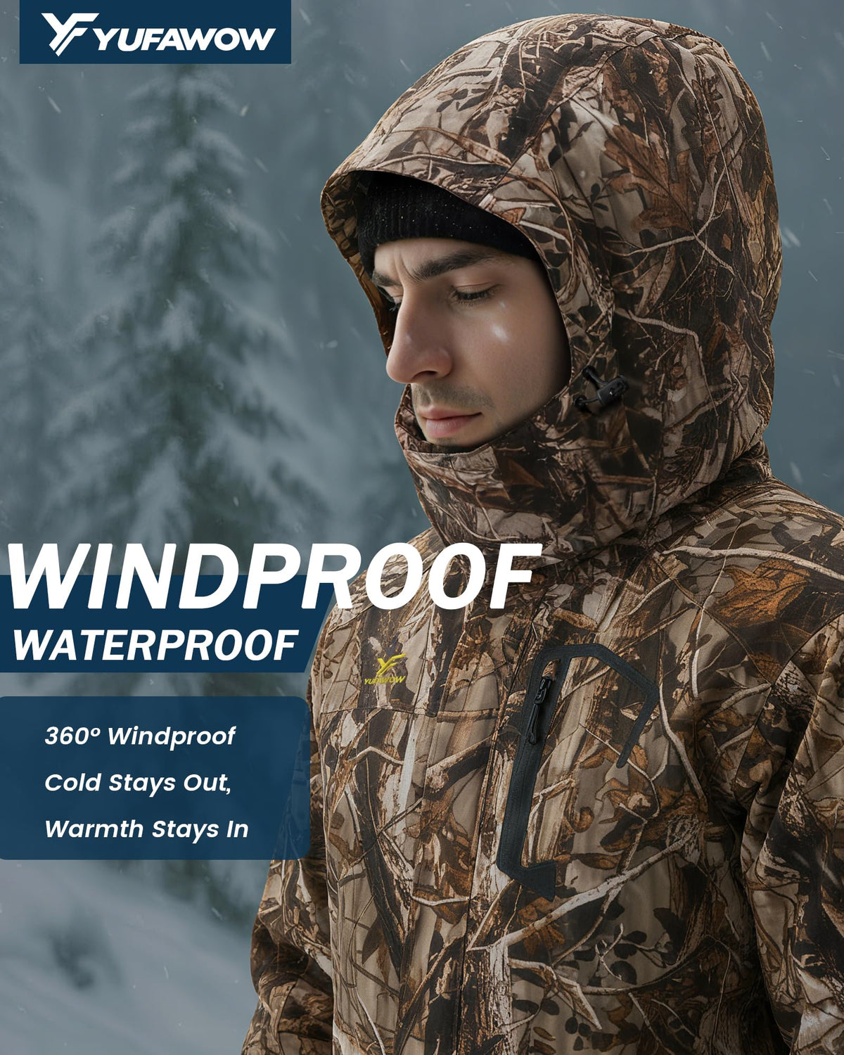 Men Winter Jacket Huting Coat Waterproof Windbreaker Heavy Heat Warm Thermal Clothes Duck Deer Camo Hoodie Outfit Tactical Accessories Military Essentials Army Apparel Unique Gift 🍁 All In One Marketplace Canada