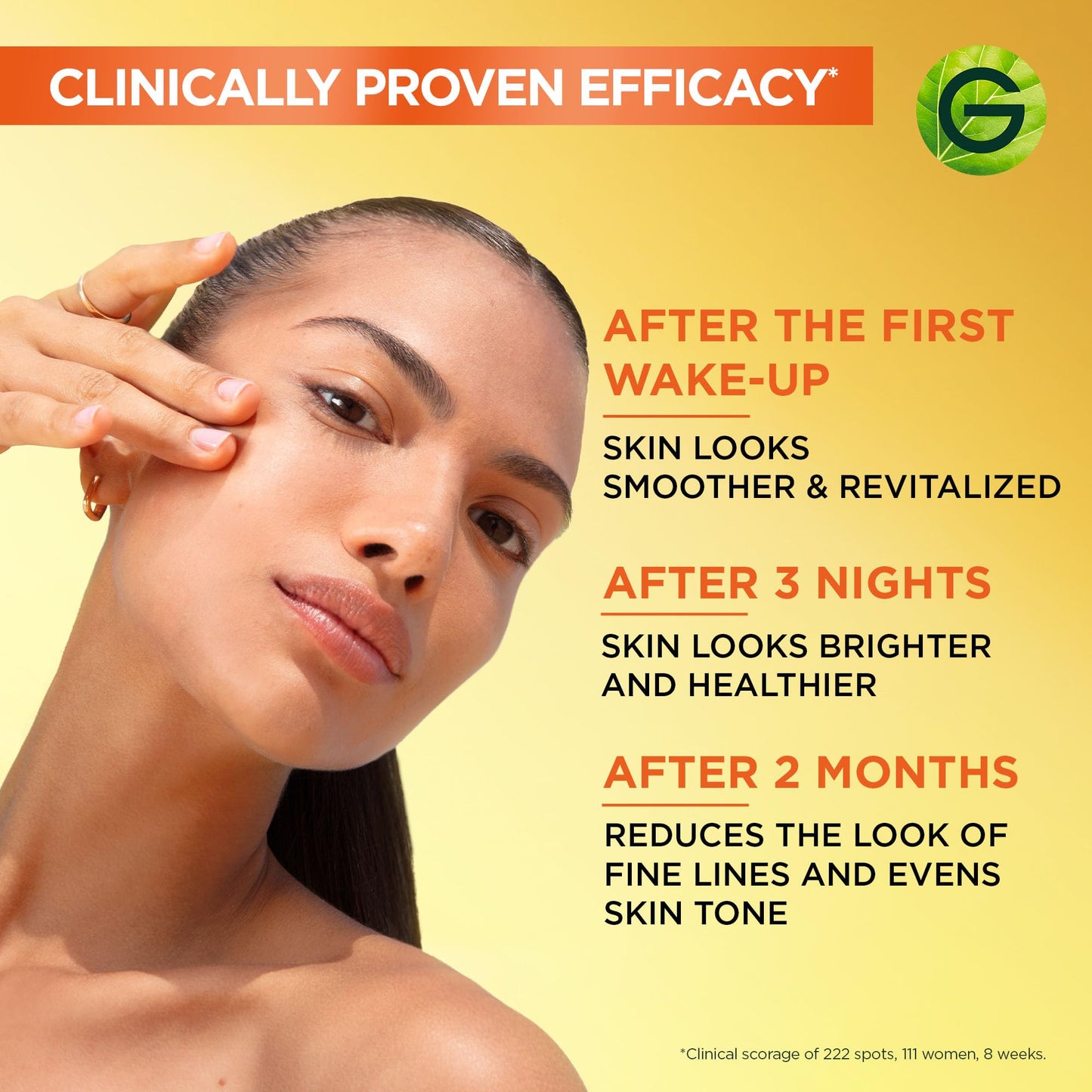 Garnier SkinActive Brightening Night Vitamin-C Serum, with Hyaluronic Acid, Brightens & Smoothens Skin in just 3 Nights, for All Skin Types, even Sensitive Skin - 30ml