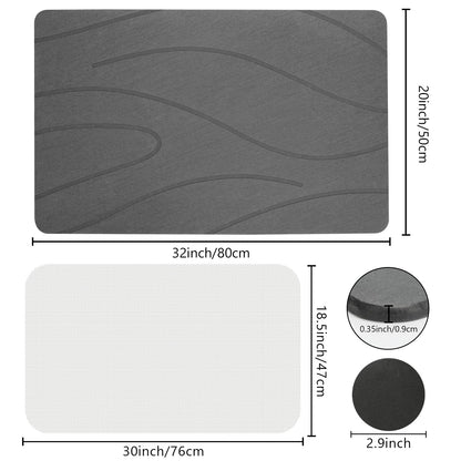 Ceecysaa 80x50cm Stone Bath Mat, Diatomaceous Earth Quick Dry Non Slip, Dark Gray Ceecysaa