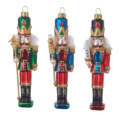 RAZ Imports 2020 Nutcracker Traditions 6.5-Inch Nutcracker Ornament Set, Assortment of 3, Glass, Christmas, Halloween, Wedding, Housewarming, Easter