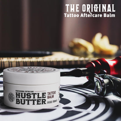 Hustle Butter Tattoo Aftercare 5oz Tattoo Balm, Heals + Protects New Tattoos and Rejuvenates Older Tattoos - 100% Vegan Tattoo Cream No-Petroleum - Available at All In One Marketplace Canada