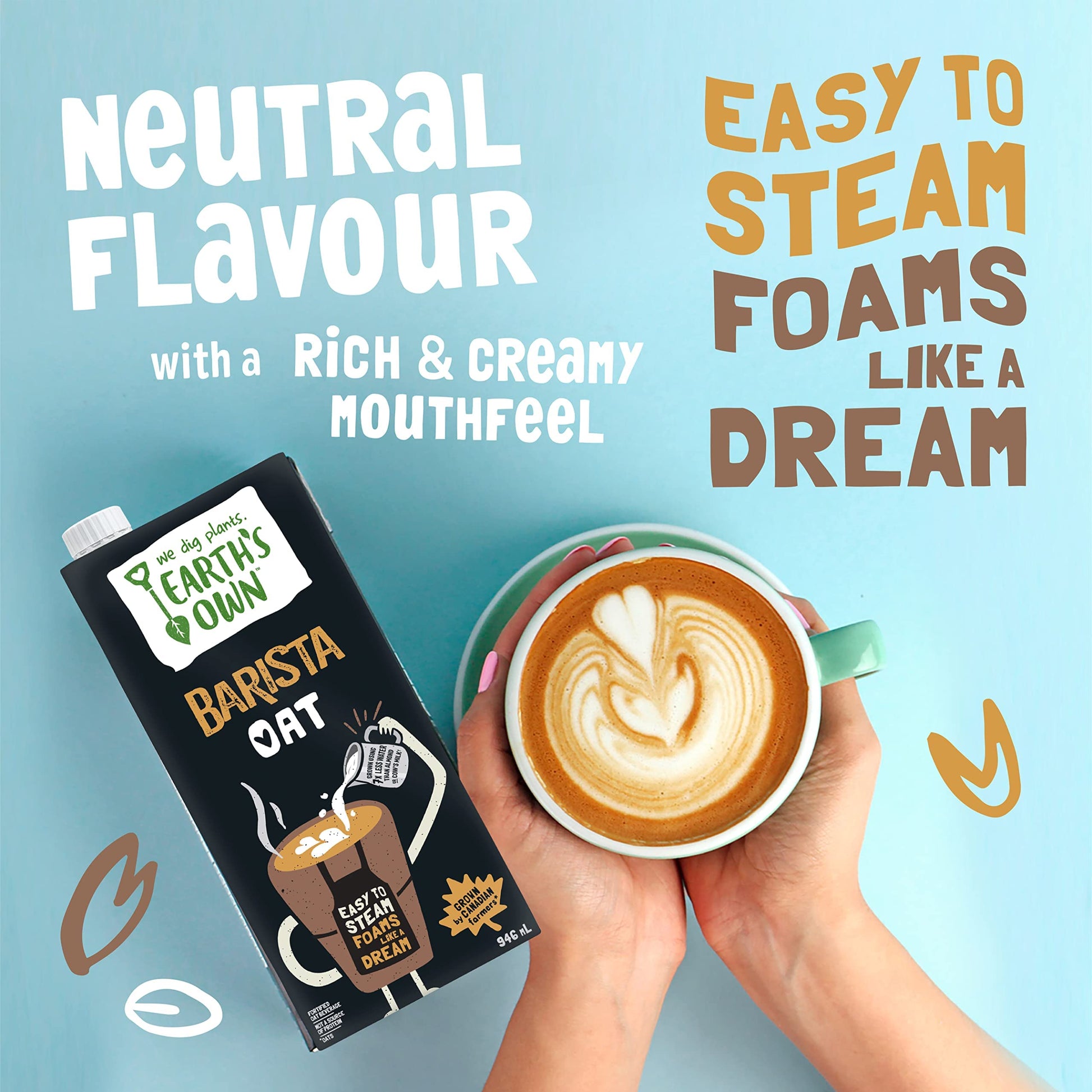 Earth's Own Barista Oat Milk - 946mL Plant-Based Beverage | Dairy Free, Vegan, Nut Free | Canadian Made | Case of 12