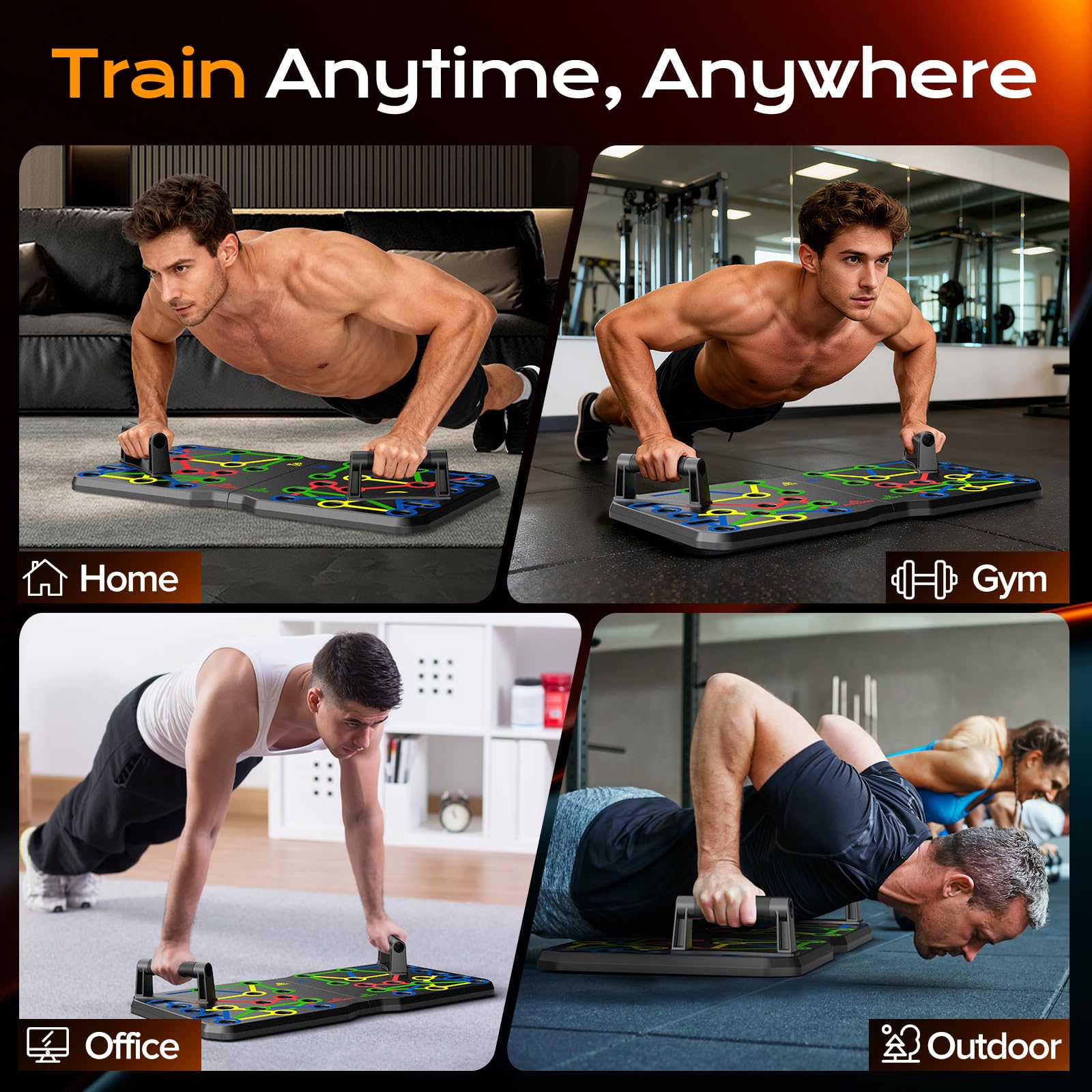 AERLANG Push Up Board-Large PushUps Portable Multi-Function Foldable Push Up Bar, Easy to Use Push up Handle Push Up Strength Training Push Up Stands Home Workout Equipment - Available at All In One Marketplace Canada