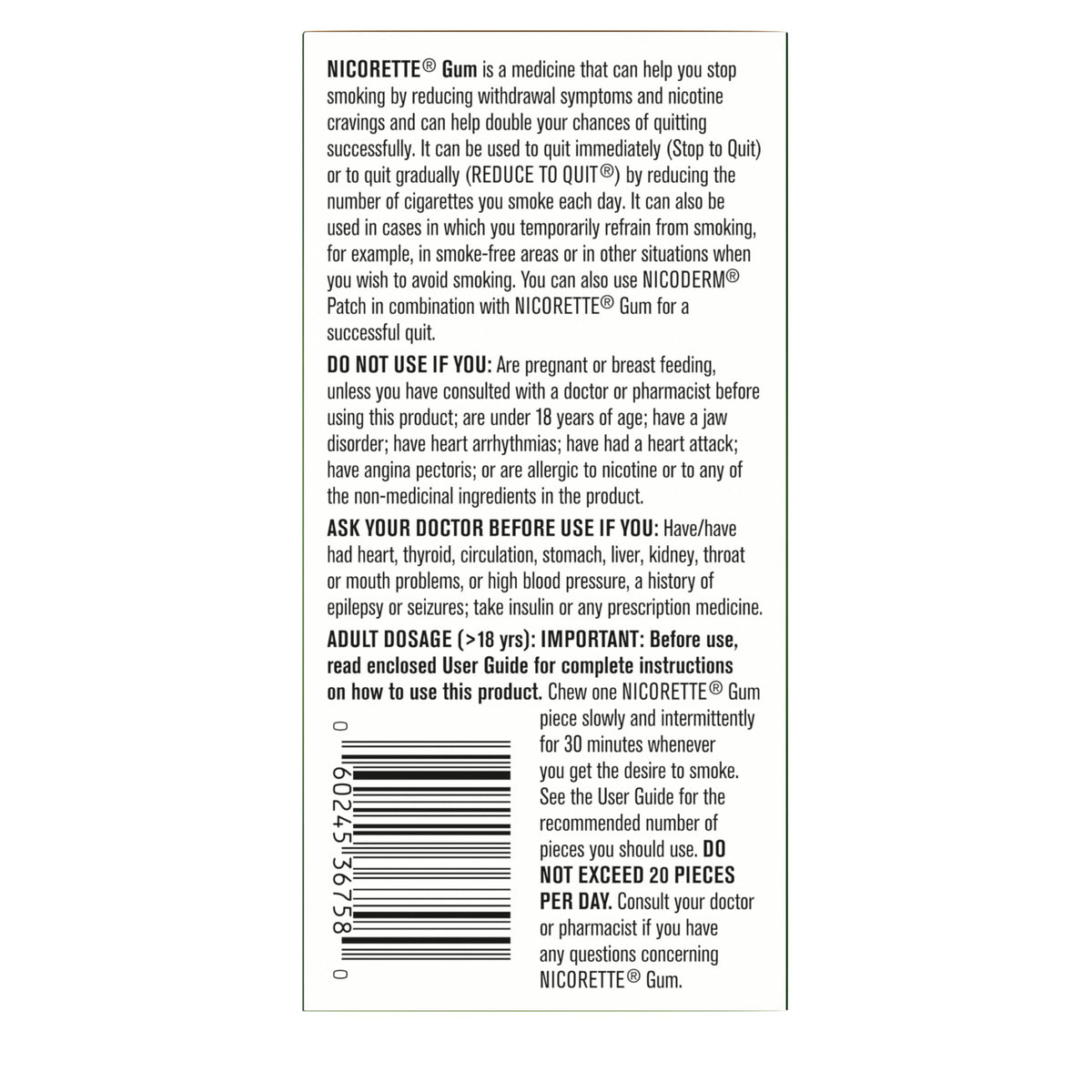 Nicorette Nicotine Gum, Fresh Fruit, 4mg – Quit Smoking Aid, 105 Count