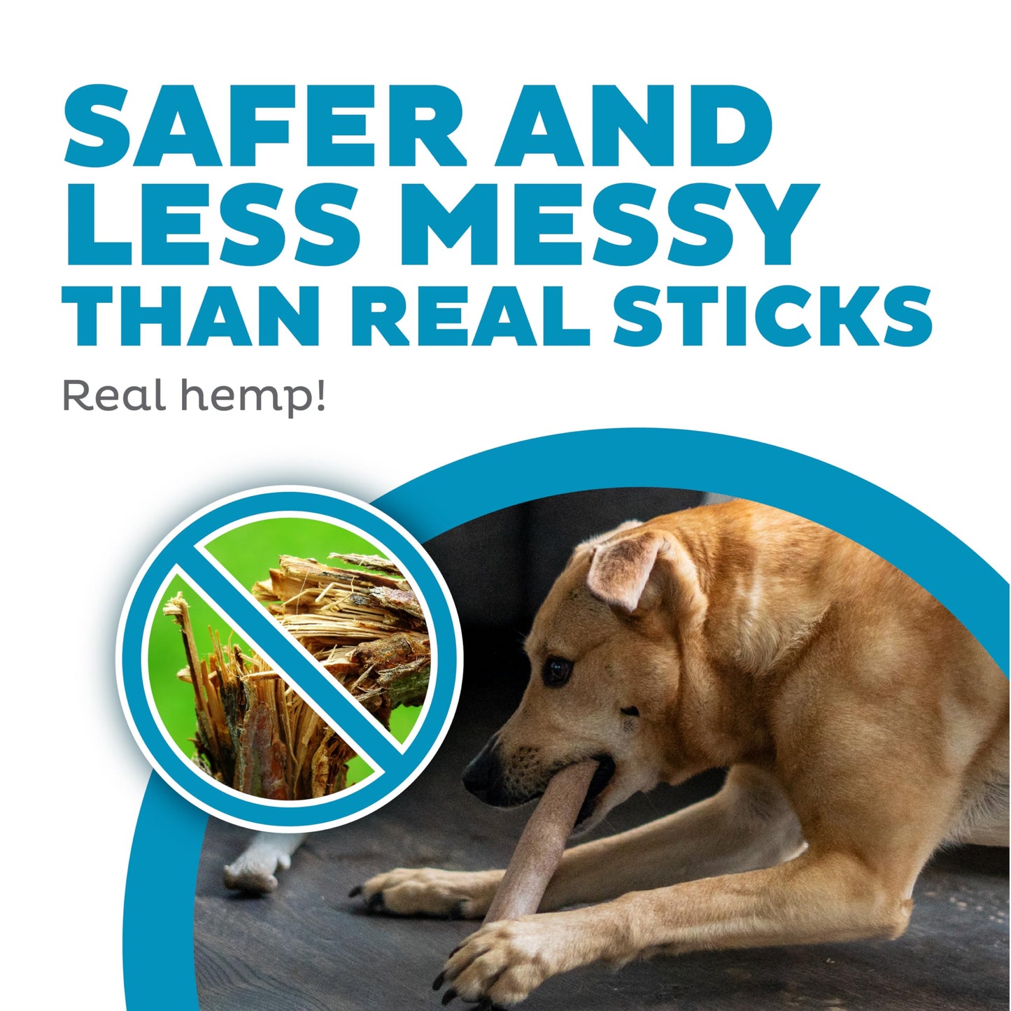 Outward Hound Dogwood Wood Durable Dog Chew Toys, Real Wood & Calming Hemp, 2-Pack, Medium Pupstages