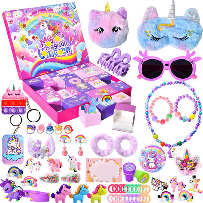 Unicorn Advent Calendar 2026 for Girls, Christmas Countdown Calendar for Kids, with 24 Days Xmas Surprise with Jewellery Bracelet Hair Accessories 🍁 All In One Marketplace Canada