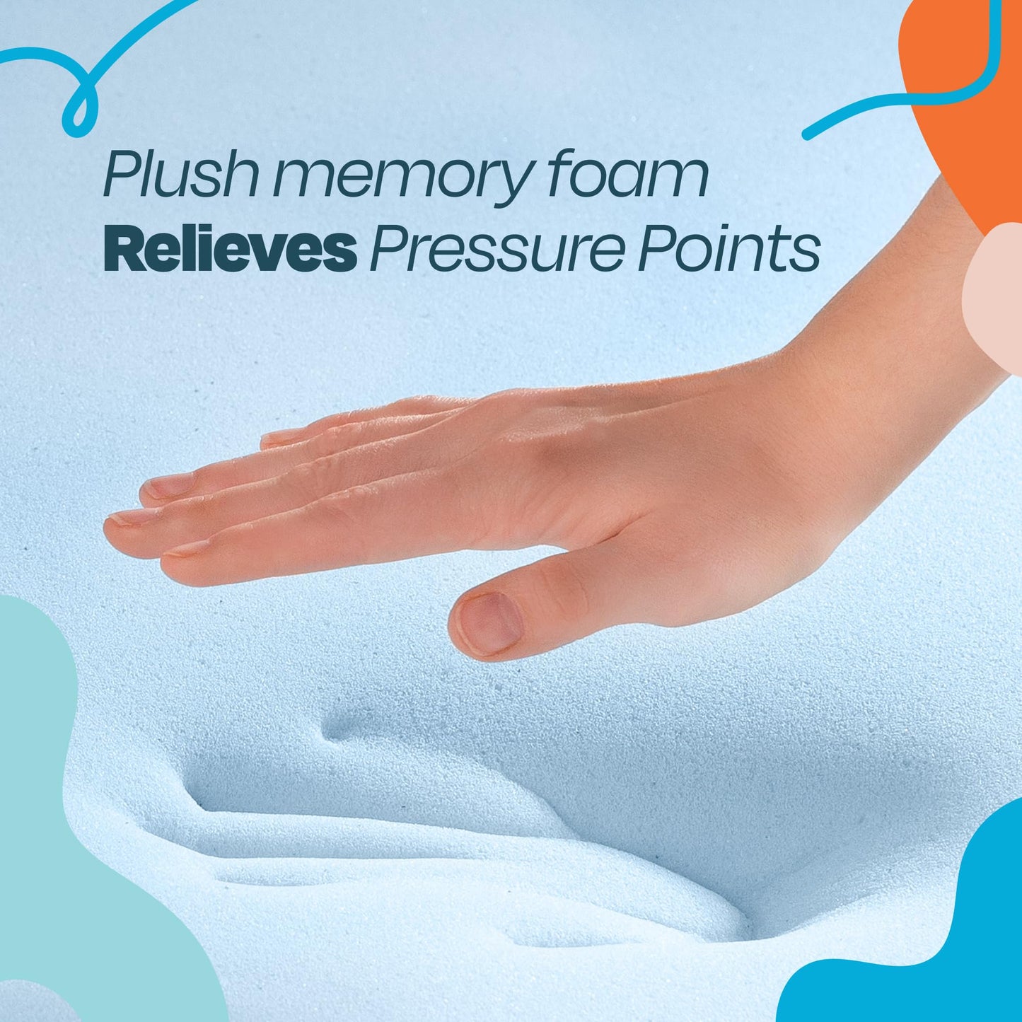 Linenspa 2 Inch Memory Foam Mattress Topper, Gel Infused RV Queen Mattress Topper, CertiPUR-US Certified Blue