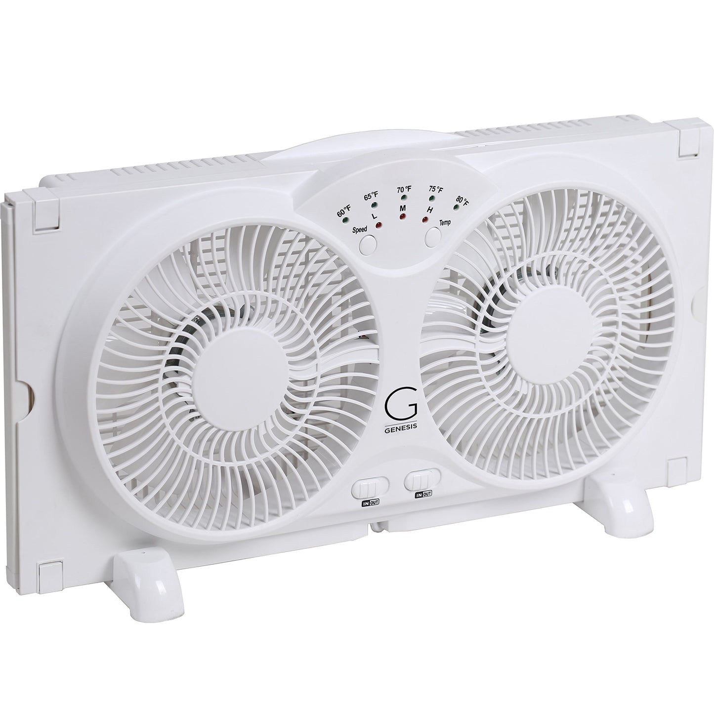 Genesis Twin Fan High Velocity Reversible AirFlow Fan, LED Indicator Lights Adjustable Thermostat & Max Cool Technology, ETL Certified, White (A1WINDOWFAN) Genesis