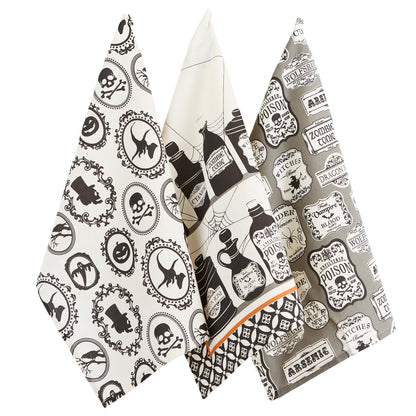 DII Decorative Oversized Cotton Halloween Holiday Dish Towels, 18" x 28", 3 Pack