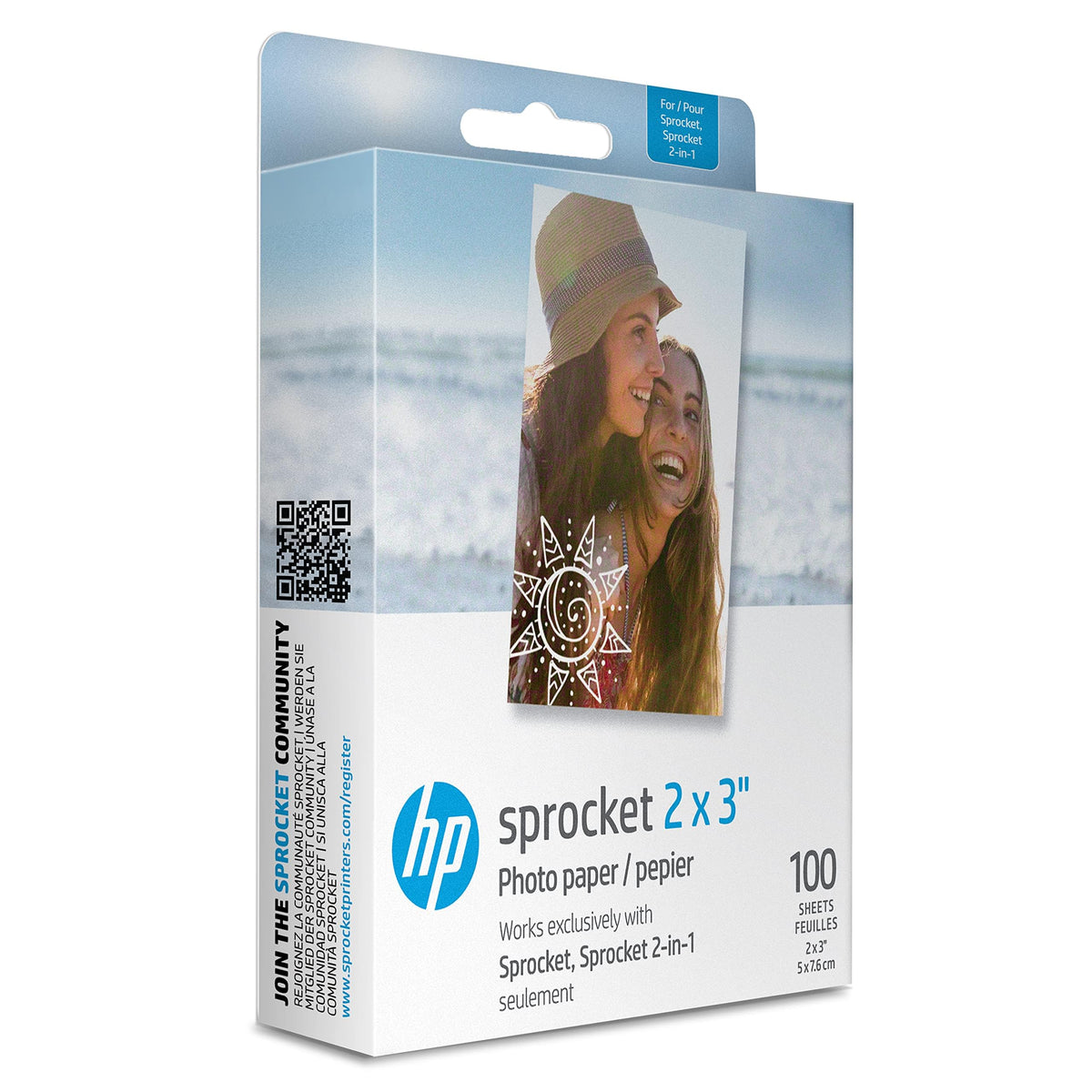 HP Sprocket 2x3 Premium Zink Sticky Back Photo Paper (100 Sheets) Compatible with HP Sprocket Photo Printers.