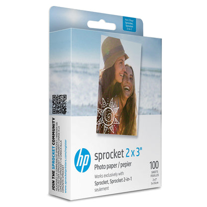 HP Sprocket 2x3 Premium Zink Sticky Back Photo Paper (100 Sheets) Compatible with HP Sprocket Photo Printers.