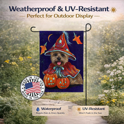 Drapeau de jardin extérieur Caroline's Treasures PPP3061GF Cairn Terrier sorcière d'Halloween, multicolore
