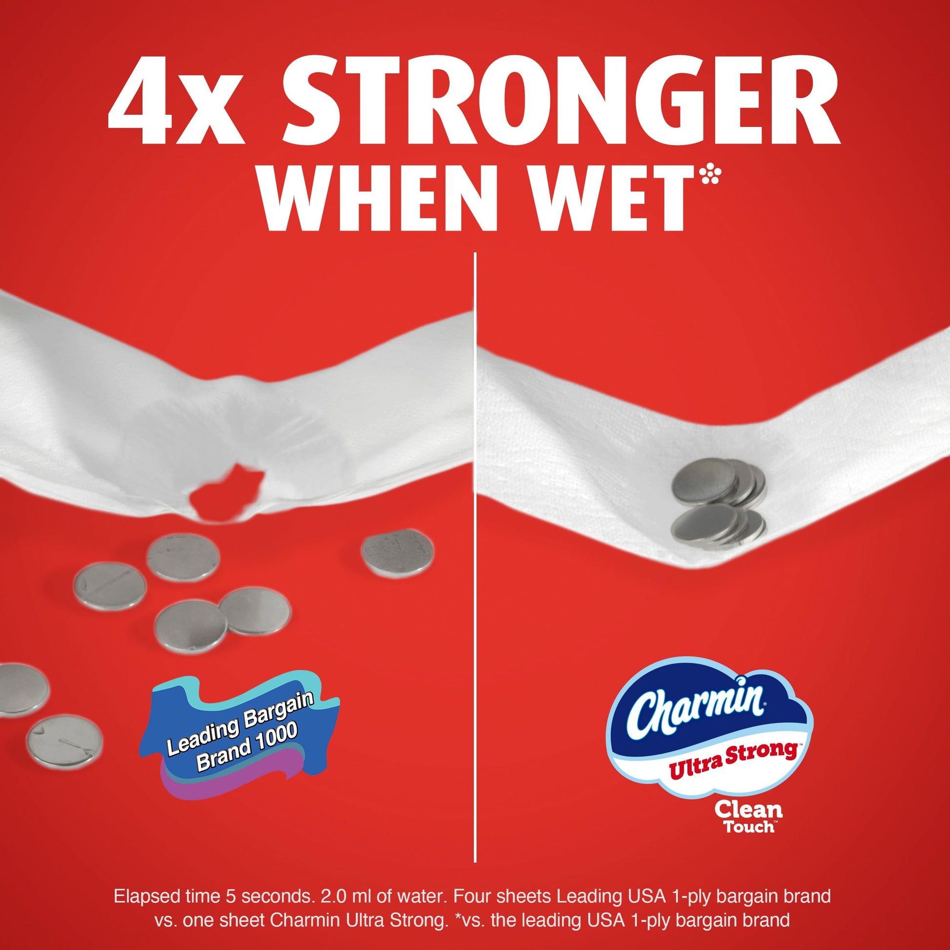 Charmin Toilet Paper Ultra Strong Clean Touch, 12 Family Mega XL Rolls = 84 Regular Rolls