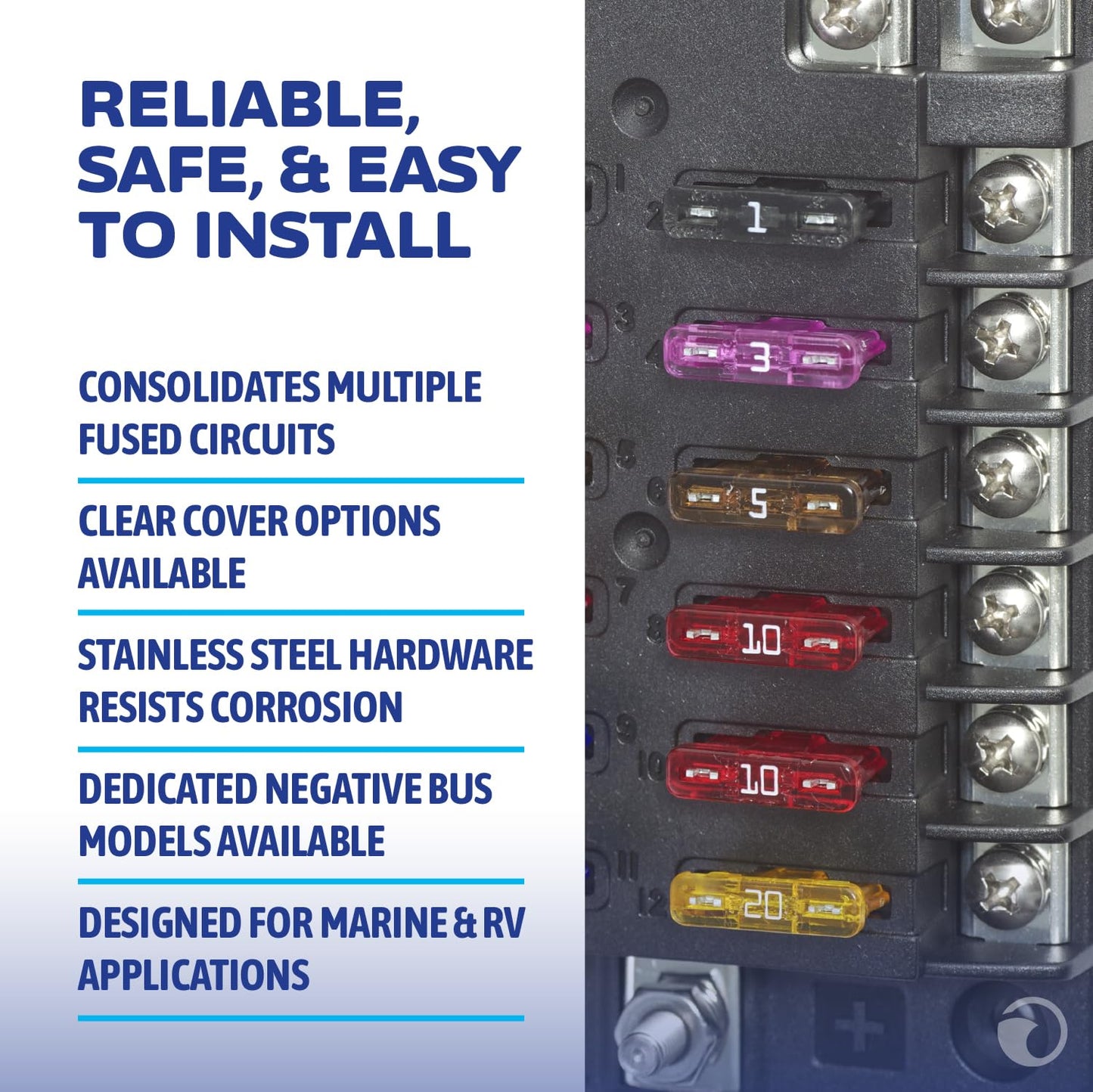 Blue Sea Systems ST Blade Fuse Block - 12 Circuits with Negative Bus & Cover Blue Sea Systems
