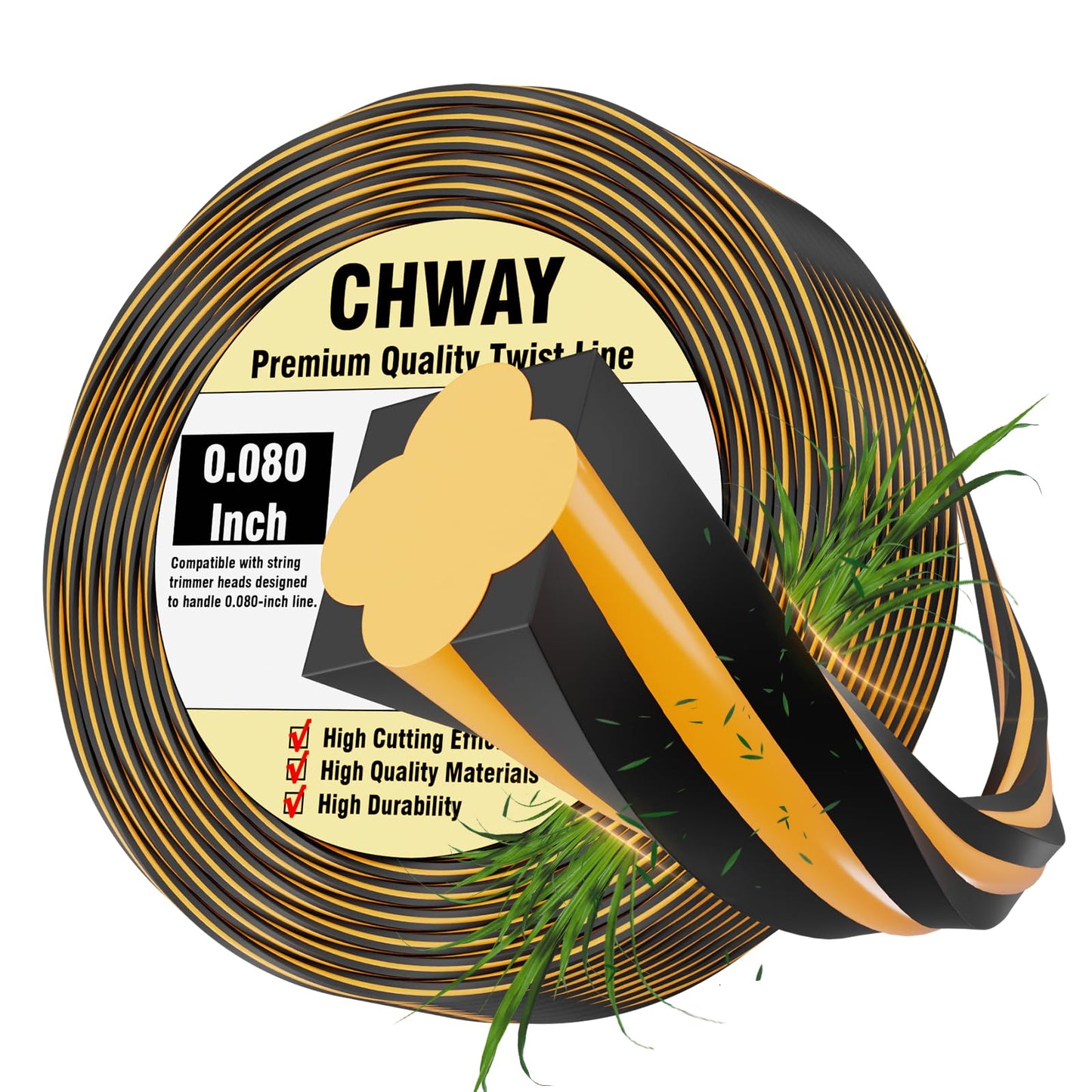 0.080'' DWO1DT801 Replacement String Timmer Lines Compatible with DEWALT Weed Eater, Square Twisted Weed Eater String, Heavy Duty Trimmer String (240 ft)