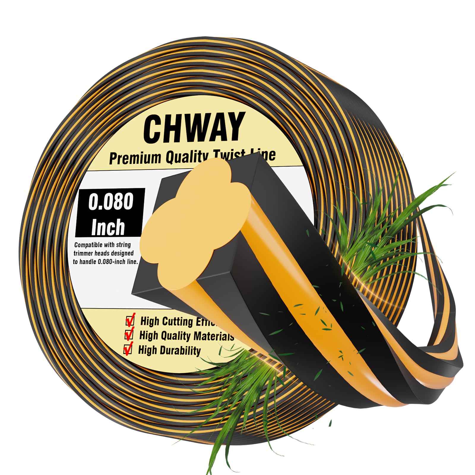 0.080'' DWO1DT801 Replacement String Timmer Lines Compatible with DEWALT Weed Eater, Square Twisted Weed Eater String, Heavy Duty Trimmer String (240 ft)