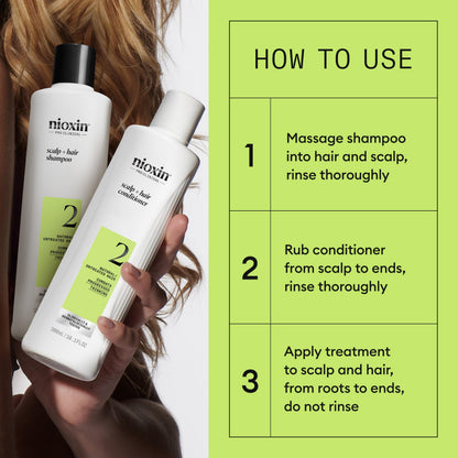 Nioxin Scalp + Hair Thickening System 2 - Hair Thickening System for Natural Hair with Progressed Thinning, Trial Size (Packaging May Vary) - Available at All In One Marketplace Canada