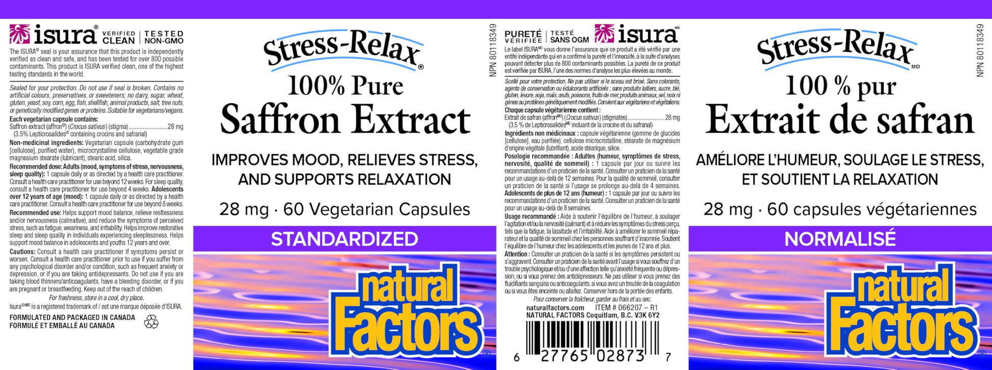 Natural Factors Stress-Relax Saffron Extract 28 mg, 60 DAY SUPPLY, 100% Pure, 60 Veg Caps, Improves Mood, Relieves Stress & Supports Relaxation, Proudly Canadian - Available at All In One Marketplace Canada
