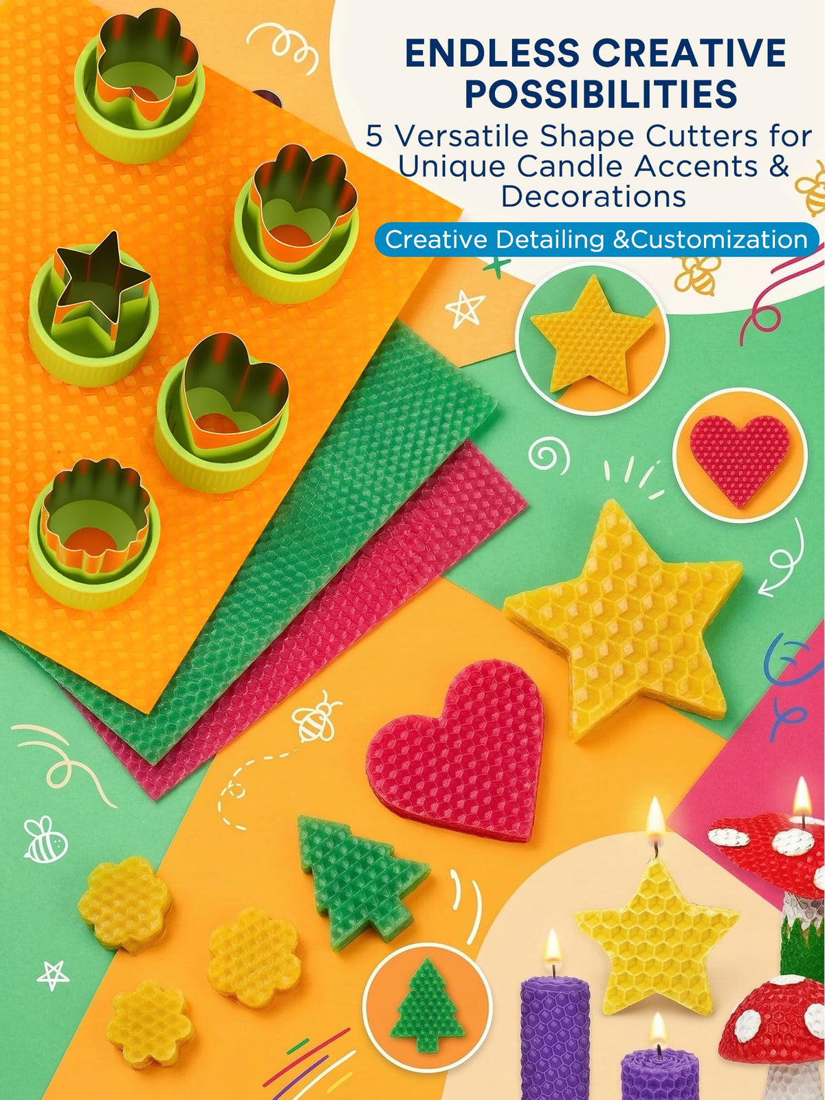 LumaCraft Beeswax Sheets for Candle Making Kit – 16PCS 100% Pure Natural Beeswax Candle Sheets for Rolling Candles – DIY Handmade Candle Making Kit for Family Holiday Party Gift Craft Decor 🍁 All In One Marketplace Canada