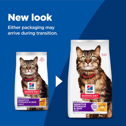 Hill's Science Diet Adult Sensitive Stomach & Skin Chicken & Rice Recipe Dry Cat Food 3.17 kg Bag