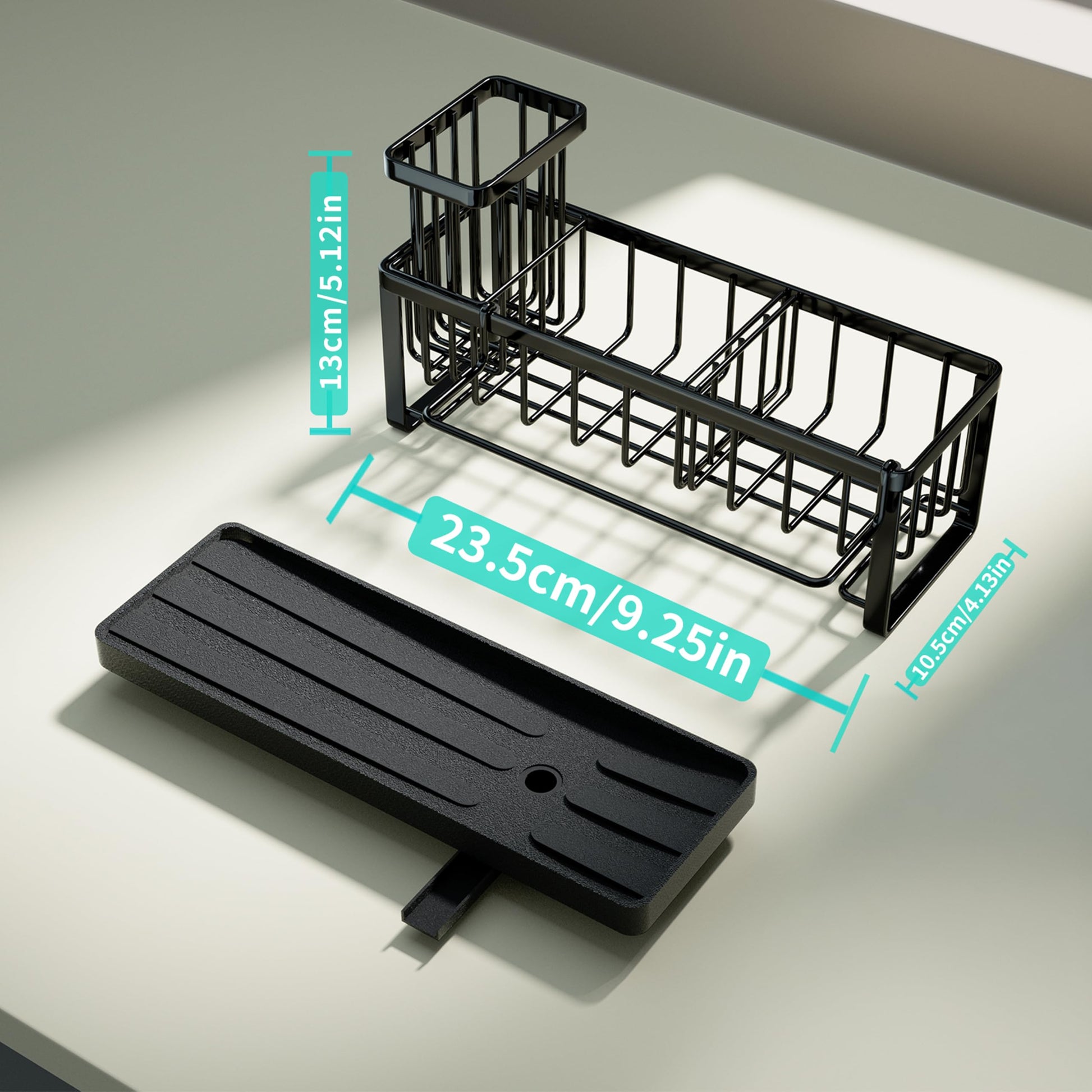 HapiRm Sponge Holder for Kitchen Sink - Self-draining Sink Caddy Organizer with Brush and Dishcloth Holders, Stainless Steel Kitchen Sink Organizers and Storage for Countertop - Available at All In One Marketplace Canada