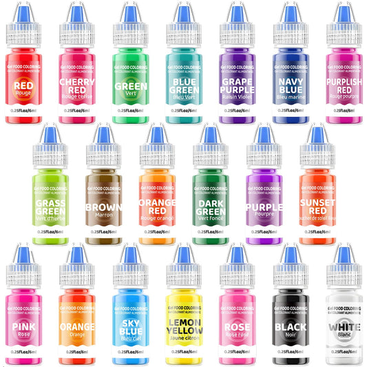 Gel Food Coloring Cake Decorating Set - Jelife 20 Colors Gel Based Flavorless Edible Food Color Dye Vibrant Concentrated Neon Icing Colors for Kids Baking Macaron Frosting Fondant Cookie (6ml/Bottles) 🍁 All In One Marketplace Canada
