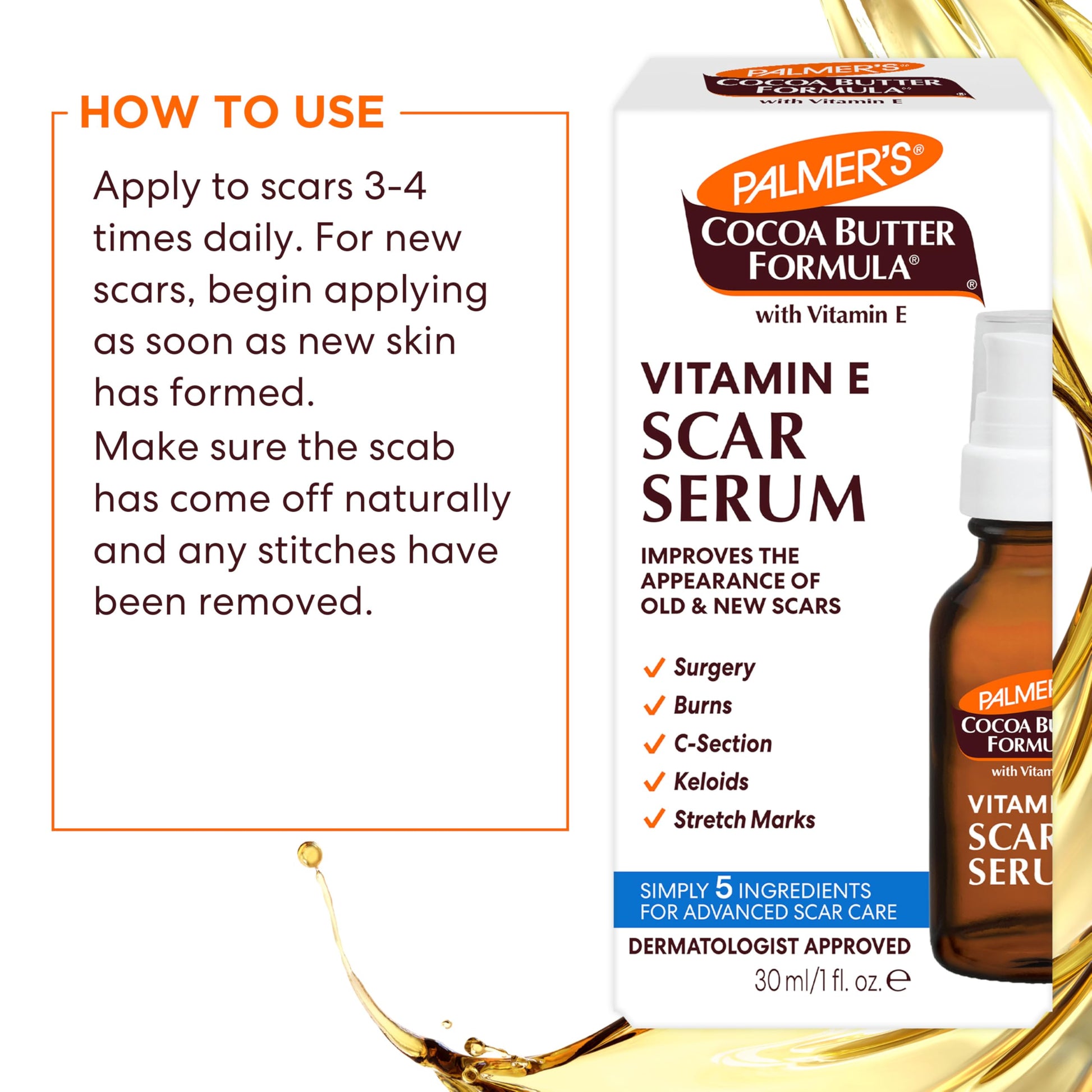 Palmer's Cocoa Butter Formula Vitamin E Scar Serum, 30ml - Available at All In One Marketplace Canada