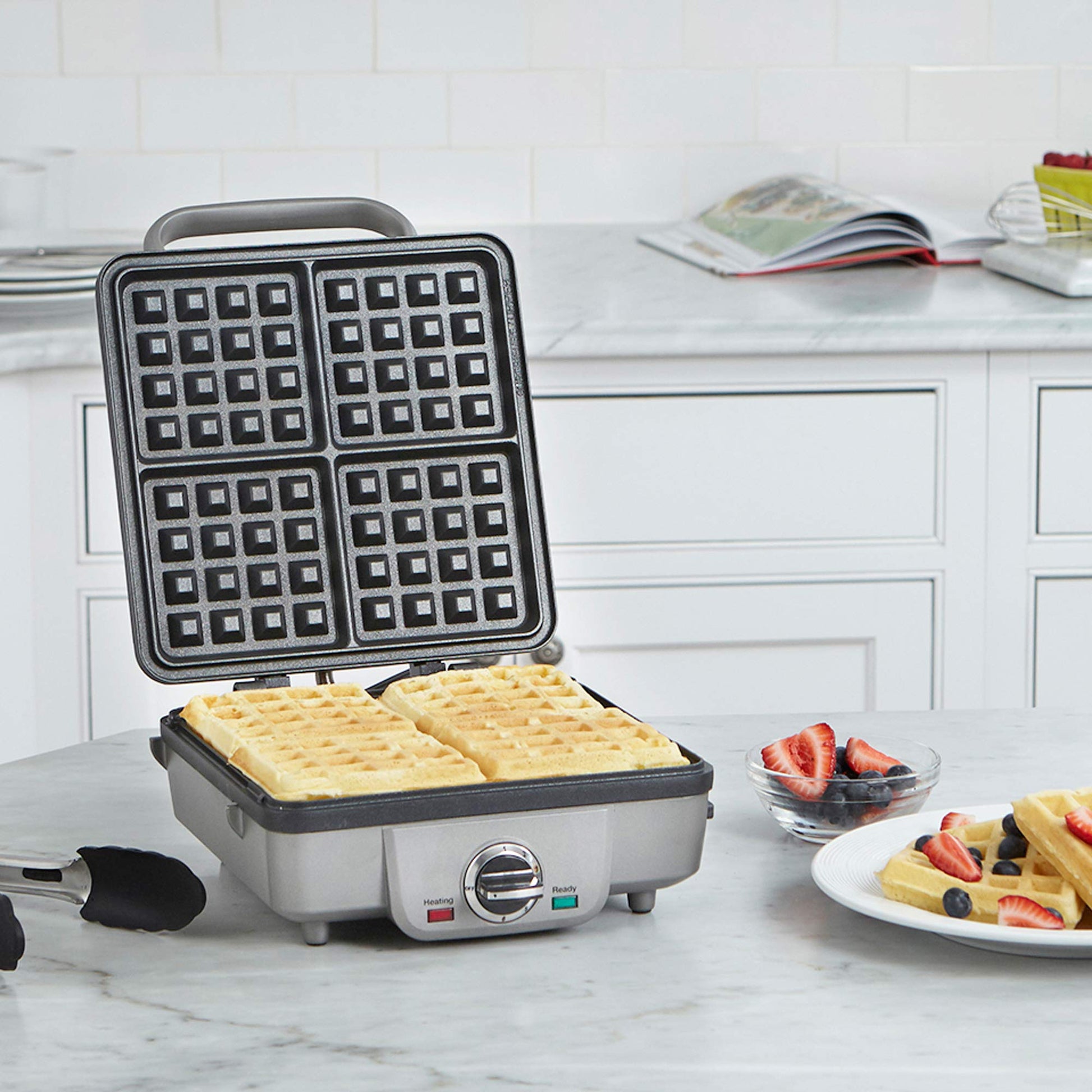 Cuisinart Belgian Waffle Maker with Pancake Plate, Non-Stick Removable Plates, Silver, WAF-350C - Available at All In One Marketplace Canada