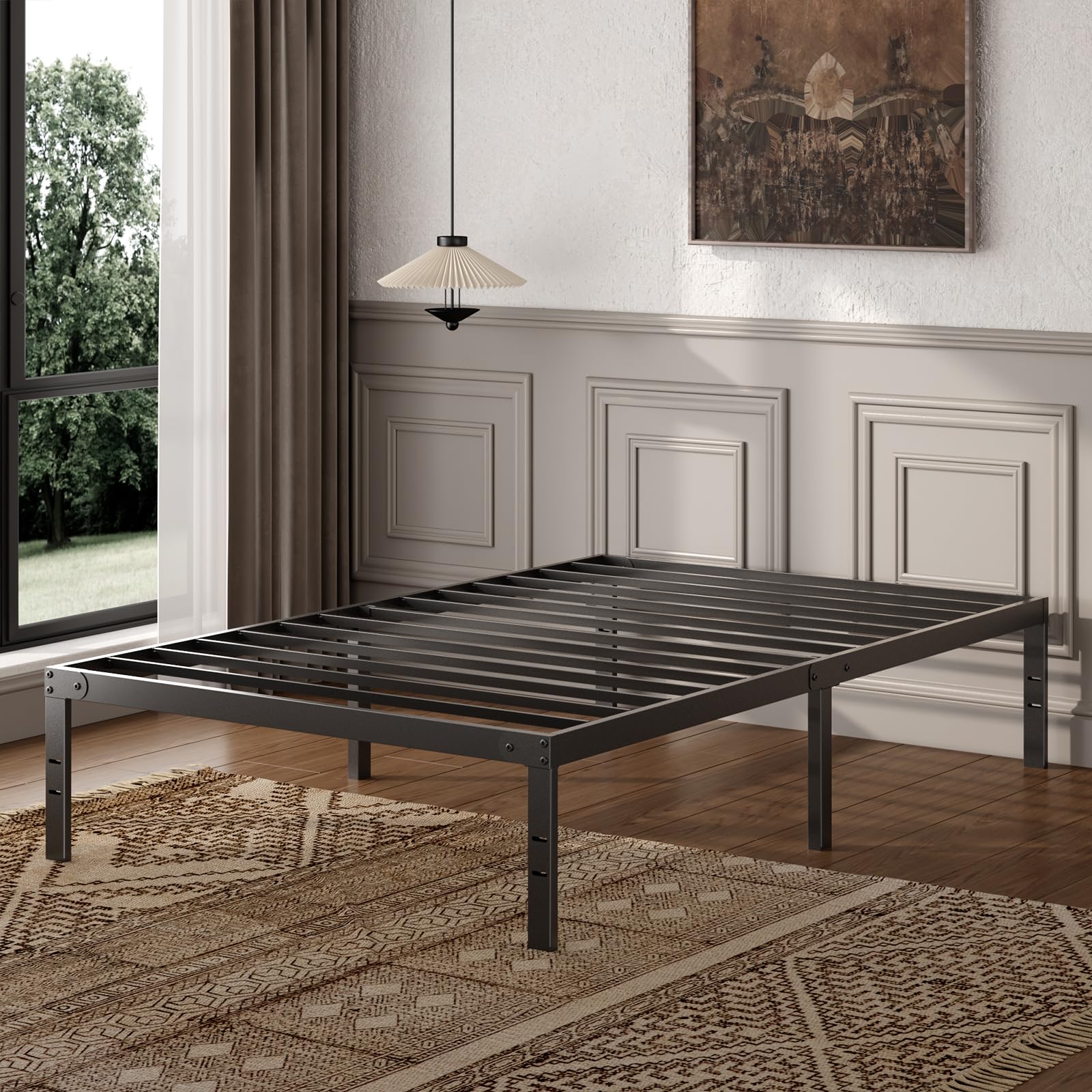 Sweetcrispy Twin Size Bed Frame, 12 Inch Under Bed Storage, Black Sweetcrispy